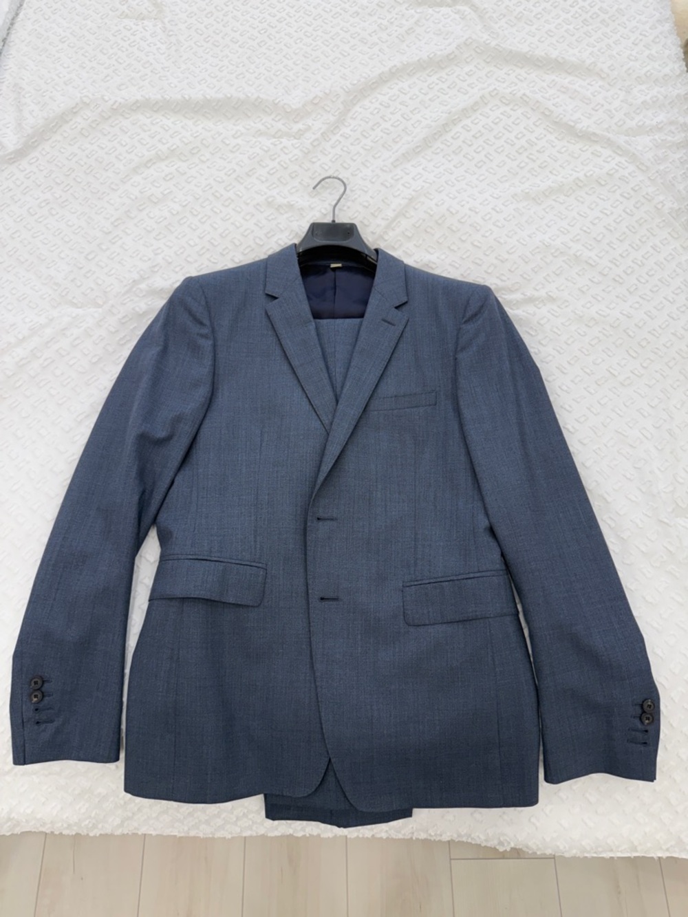 Burberry Navy Textured Two-Button Suit Blazer